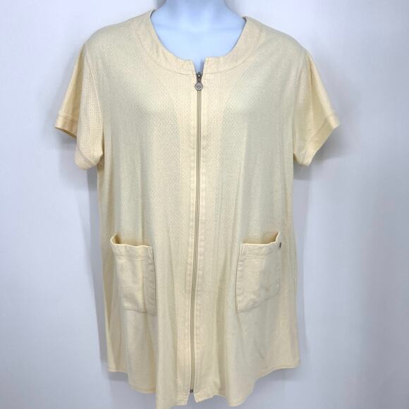 Karen Neuburger Womens Pale Yellow Full Zip Housecoat Robe Size 2XL **READ** - Picture 1 of 7